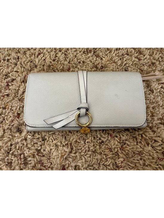 Chloé Handbags - Chloé Small Leather Wallet With Tassel Detail Gold Hardware Light Gray Blue